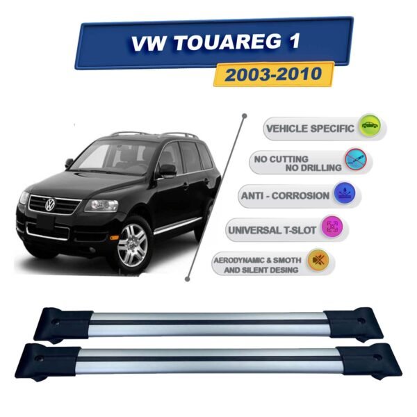 Volkswagen Touareg 1 2003-2010 İle Uyumlu Ara Atkı Taşıyıcı Tavan Barı 2 adet Gri Set