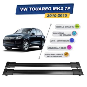 Cross oto Volkswagen Touareg MK2 7P 2010-2015 İle Uyumlu Ara Atkı Taşıyıcı Tavan Barı 2 adet Siyah Set