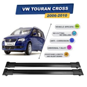 Cross oto Volkswagen Touran Cross 2006-2010 İle Uyumlu Ara Atkı Taşıyıcı Tavan Barı 2 adet Siyah Set