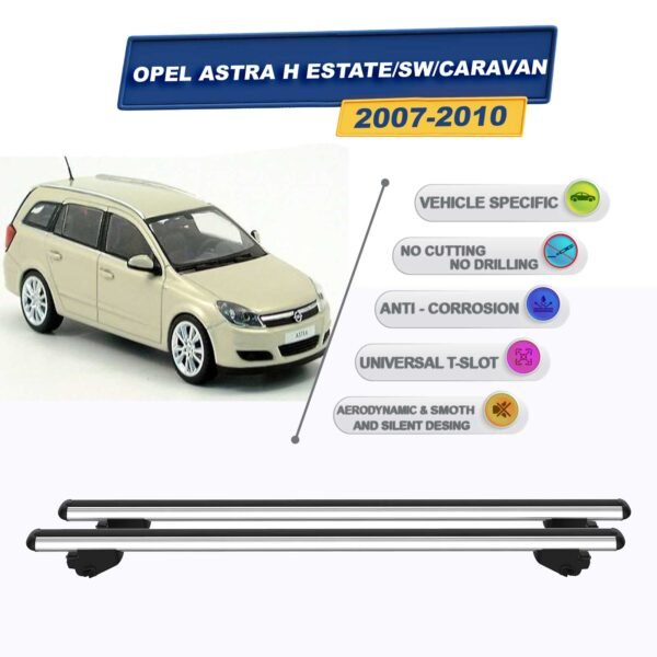 Opel Astra H StationWagon 2007-2010 İle Uyumlu Ara Atkı Taşıyıcı Tavan Barı 2 adet Gri Set