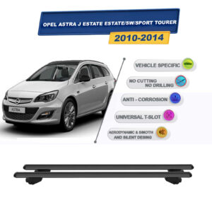 Opel Astra J Stationwagon/ SW/ Sport Tourer 2010-2014 İle Uyumlu Ara Atkı Taşıyıcı Tavan Barı 2 adet Siyah
