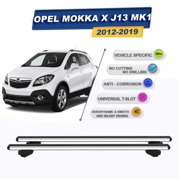 Opel Mokka A (J13) 2012-2019 İle Uyumlu Ara Atkı Taşıyıcı Tavan Barı 2 adet Gri Set