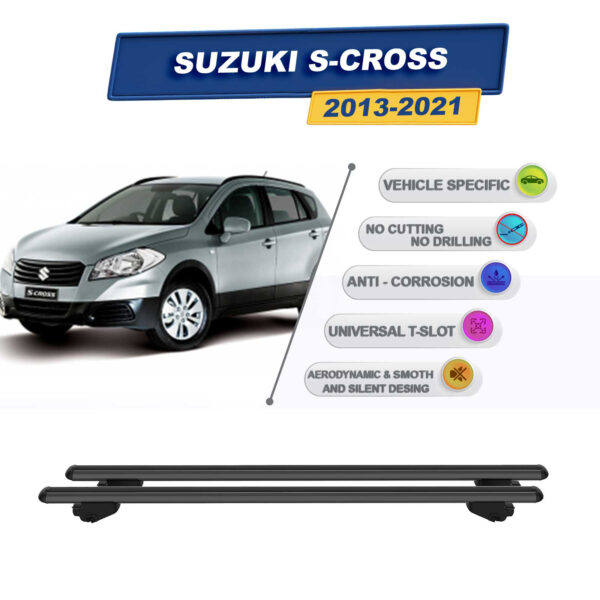 Suzuki S-Cross 2013-2021 İle Uyumlu Ara Atkı Taşıyıcı Tavan Barı 2 adet Siyah