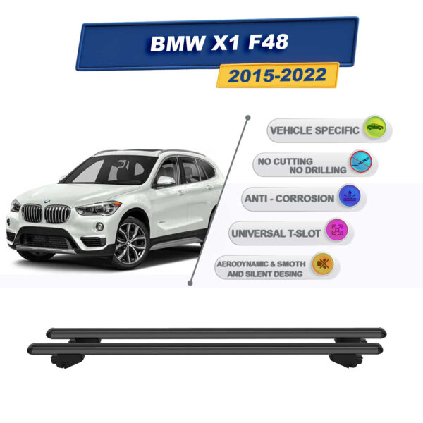 BMW X1 F48 2015-2022 İle Uyumlu Ara Atkı Taşıyıcı Tavan Barı 2 adet Siyah