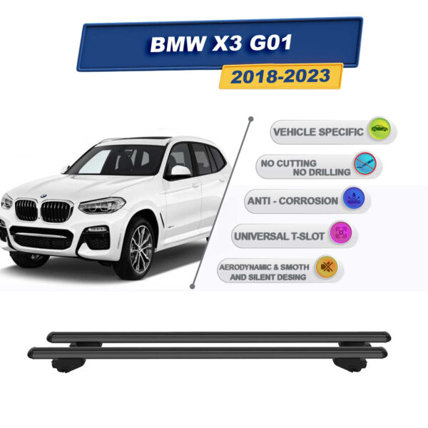 BMW X3 G01 2018-2023 İle Uyumlu Ara Atkı Taşıyıcı Tavan Barı 2 adet Siyah