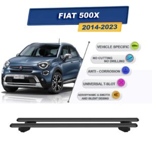Fiat 500X 2014-2023 (tavan çıtalı araçlar) ile Uyumlu Ara Atkı Taşıyıcı Tavan Barı 2 adet Siyah