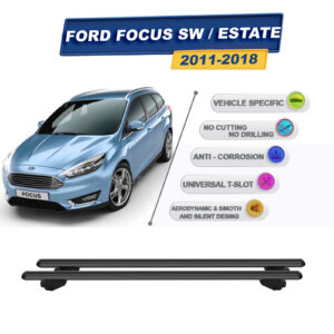 Ford Focus MK3 Stationwagon 2011-2018 İle Uyumlu Ara Atkı Taşıyıcı Tavan Barı 2 adet Siyah