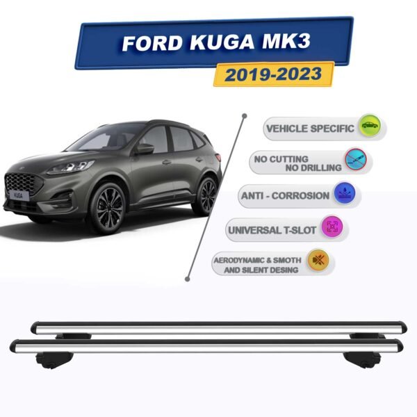 Ford Kuga MK3 2019-2024 İle Uyumlu Ara Atkı Taşıyıcı Tavan Barı 2 adet Gri Set
