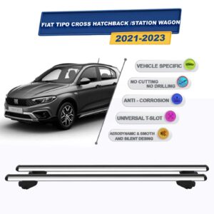 Fiat Egea Cross Hatchback /Station Wagon 2021-2024 İle Uyumlu Ara Atkı Taşıyıcı Tavan Barı 2 adet Gri Set