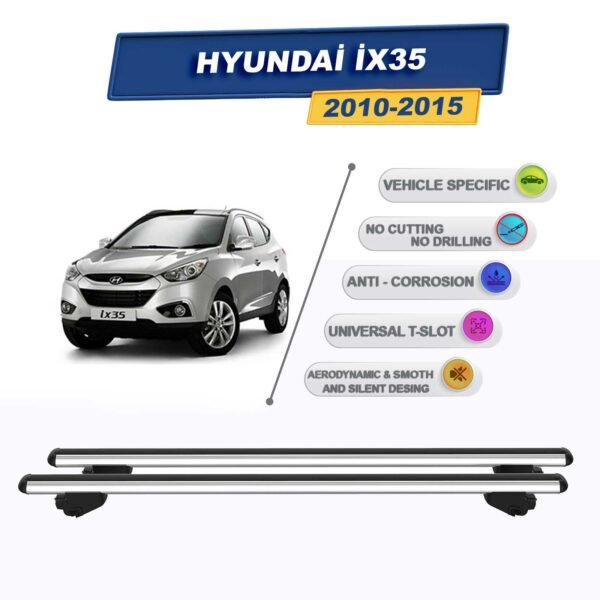 Hyundai İX35 2010-2015 İle Uyumlu Ara Atkı Taşıyıcı Tavan Barı 2 adet Gri Set