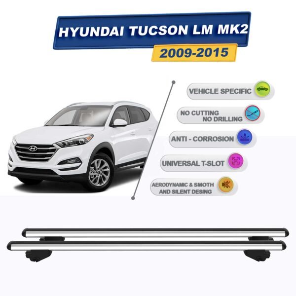 Hyundai Tucson LM MK2 2009-2015 İle Uyumlu Ara Atkı Taşıyıcı Tavan Barı 2 adet Gri Set