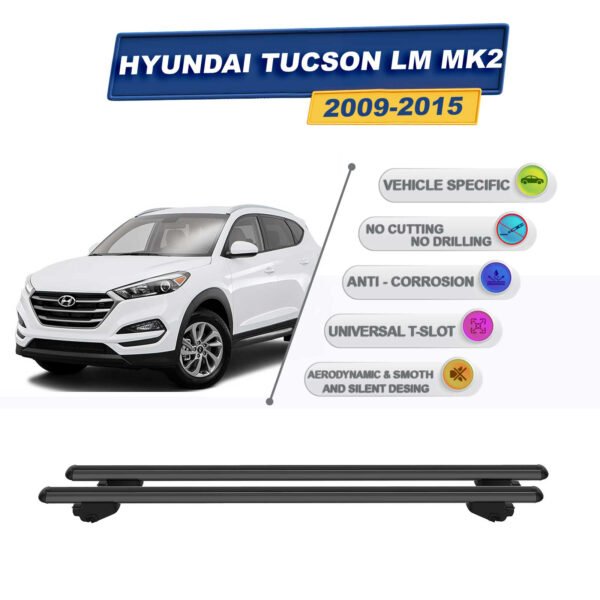 Hyundai Tucson LM MK2 2009-2015 İle Uyumlu Ara Atkı Taşıyıcı Tavan Barı 2 adet Siyah