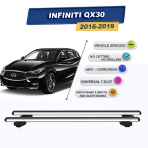 Infiniti QX30 2016-2019 ile Uyumlu Ara Atkı Taşıyıcı Tavan Barı 2 adet Gri Set