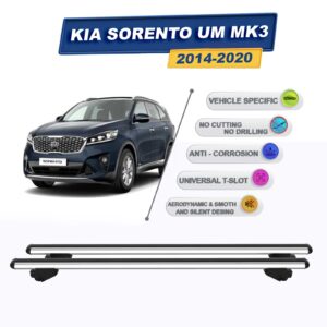 Kia Sorento UM MK3 2014-2020 ile Uyumlu Ara Atkı Taşıyıcı Tavan Barı 2 adet Gri Set