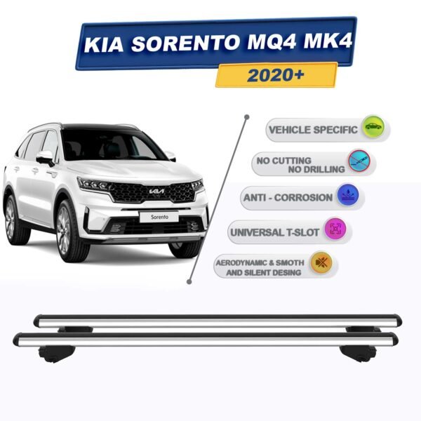 Kia Sorento MQ4 MK4 2020-2024 ile Uyumlu Ara Atkı Taşıyıcı Tavan Barı 2 adet Gri Set