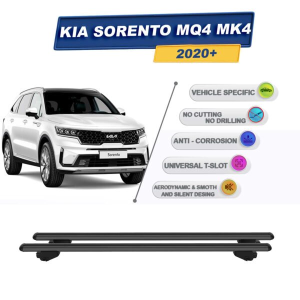 Kia Sorento SUV MQ4 MK4 2020 Ve Sonrası İle Uyumlu Ara Atkı Taşıyıcı Tavan Barı 2 adet Siyah