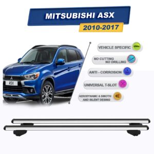 Mitsubishi ASX 2010-2017 (entegre tavan çıtalı araçlar) ile Uyumlu Ara Atkı Taşıyıcı Tavan Barı 2 adet Gri Set