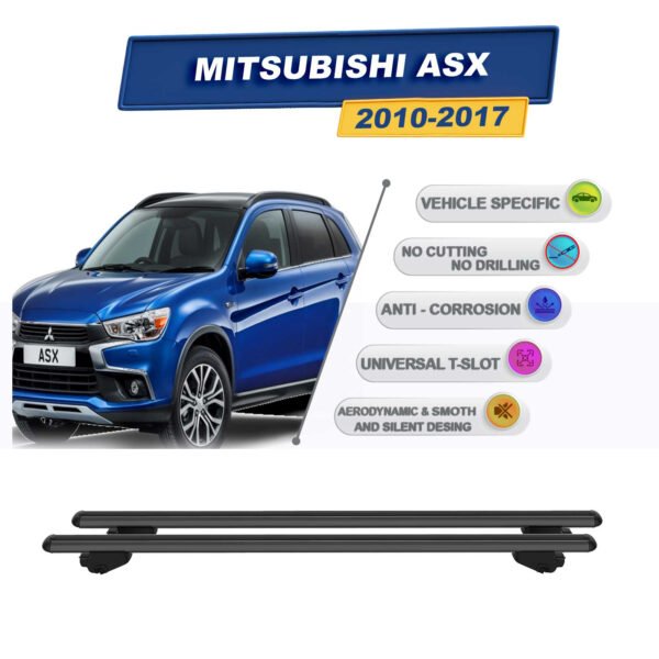 Mitsubishi ASX 2010-2017 (entegre tavan çıtalı araçlar) ile Uyumlu Ara Atkı Taşıyıcı Tavan Barı 2 adet Siyah
