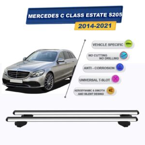 Mercedes C Class Stationwagon - Estate S205 2014-2021 ile Uyumlu Ara Atkı Taşıyıcı Tavan Barı 2 adet Gri Set