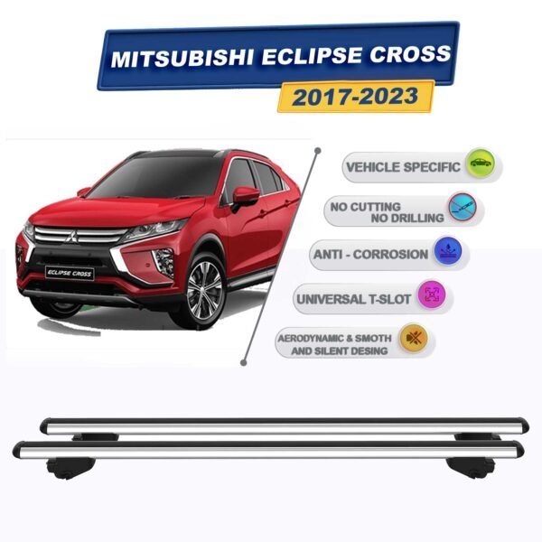 Mitsubishi Eclipse Cross SUV 2017-2023 ile Uyumlu Ara Atkı Taşıyıcı Tavan Barı 2 adet Gri Set