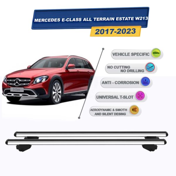 Mercedes E-Class All Terrain Stationwagon W213 2017-2023 ile Uyumlu Ara Atkı Taşıyıcı Tavan Barı 2 adet Gri Set