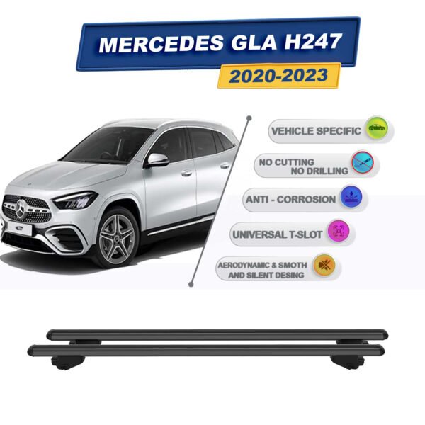 Mercedes GLA H247 2020-2023 ile Uyumlu Ara Atkı Taşıyıcı Tavan Barı 2 adet Siyah