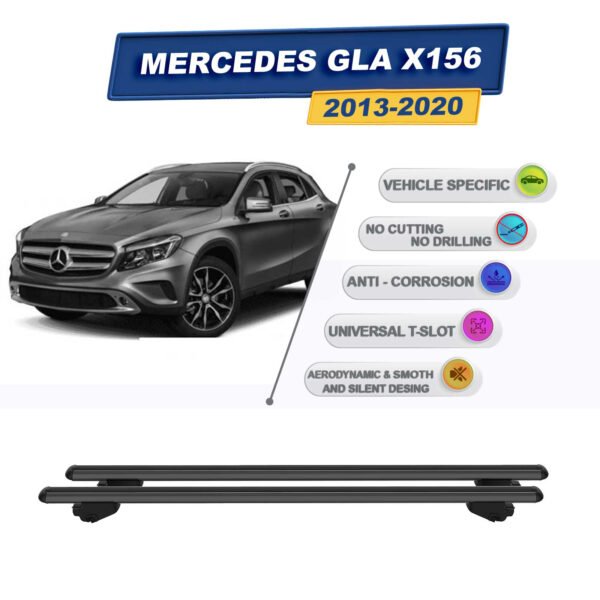 Mercedes GLA X156 2013-2020 ile Uyumlu Ara Atkı Taşıyıcı Tavan Barı 2 adet Siyah