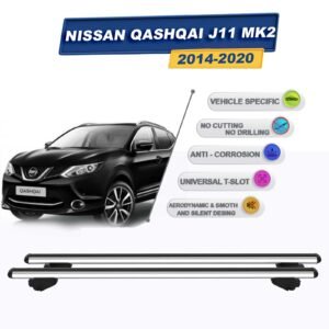 Nissan Qashqai J11 MK2 2014-2020 ile Uyumlu Ara Atkı Taşıyıcı Tavan Barı 2 adet Gri Set