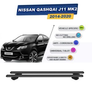 Nissan Qashqai J11 MK2 2014-2020 ile Uyumlu Ara Atkı Taşıyıcı Tavan Barı 2 adet Siyah