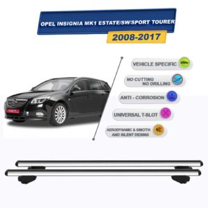 Opel Insignia A SW-Sport Tourer 2008-2017 ile Uyumlu Ara Atkı Taşıyıcı Tavan Barı 2 adet Gri Set