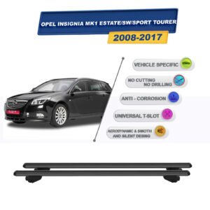 Opel Insignia A Stationwagon / Sport Tourer 2008-2017 ile Uyumlu Ara Atkı Taşıyıcı Tavan Barı 2 adet Siyah