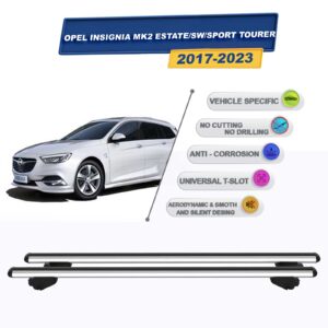 Opel Insignia B SW-Sport Tourer 2017-2023 ile Uyumlu Ara Atkı Taşıyıcı Tavan Barı 2 adet Gri Set
