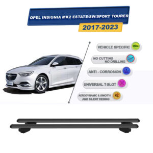 Opel Insignia B Stationwagon / Sport Tourer 2017-2023 ile Uyumlu Ara Atkı Taşıyıcı Tavan Barı 2 adet Siyah