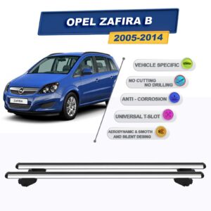 Opel Zafira B MPV 2005-2014 ile Uyumlu Ara Atkı Taşıyıcı Tavan Barı 2 adet Gri Set