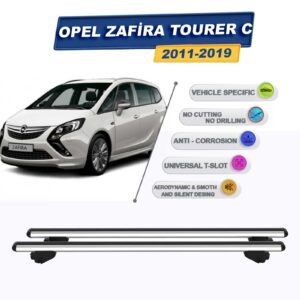 Opel Zafira C Tourer 2011-2019 ile Uyumlu Ara Atkı Taşıyıcı Tavan Barı 2 adet Gri Set