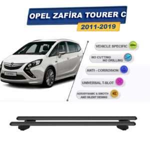Opel Zafira C Tourer 2011-2019 ile Uyumlu Ara Atkı Taşıyıcı Tavan Barı 2 adet Siyah