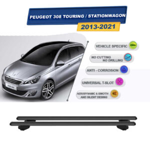 Peugeot 308 Touring / Stationwagon 2013-2021 ile Uyumlu Ara Atkı Taşıyıcı Tavan Barı 2 adet Siyah