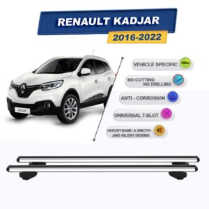 Renault Kadjar SUV 2016-2022 ile Uyumlu Ara Atkı Taşıyıcı Tavan Barı 2 adet Gri Set