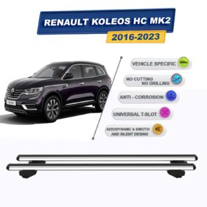 Renault Koleos SUV HC MK2 2016-2023 ile Uyumlu Ara Atkı Taşıyıcı Tavan Barı 2 adet Gri Set