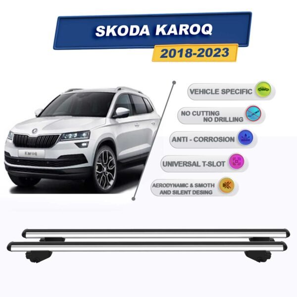 Skoda Karoq 2018-2023 ile Uyumlu Ara Atkı Taşıyıcı Tavan Barı 2 adet Gri Set