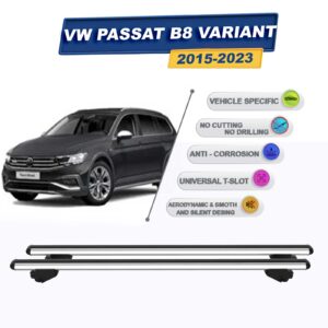 Volkswagen Passat B8 Variant 2015-2023 ile Uyumlu Ara Atkı Taşıyıcı Tavan Barı 2 adet Gri Set