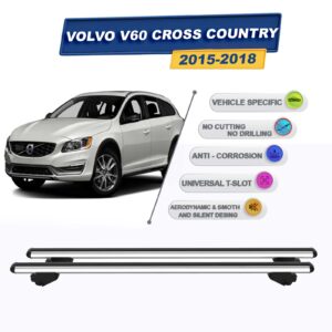 Volvo V60 Cross Country 2015-2018 ile Uyumlu Ara Atkı Taşıyıcı Tavan Barı 2 adet Gri Set
