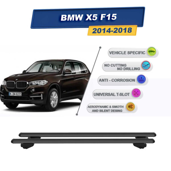 BMW X5 F15 2014-2018 ile Uyumlu Ara Atkı Taşıyıcı Tavan Barı 2 adet Siyah