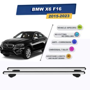 BMW X6 SUV F16 2015-2023 ile Uyumlu Ara Atkı Taşıyıcı Tavan Barı 2 adet Gri Set