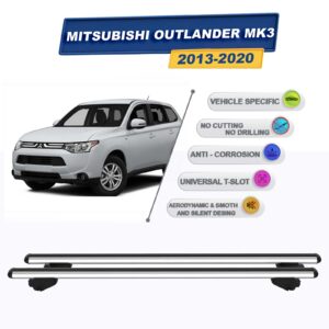 Mitsubishi Outlander MK3 2013-2020 ile Uyumlu Ara Atkı Taşıyıcı Tavan Barı 2 adet Gri Set