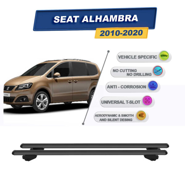 Seat Alhambra MPV 2010-2020 ile Uyumlu Ara Atkı Taşıyıcı Tavan Barı 2 adet Siyah