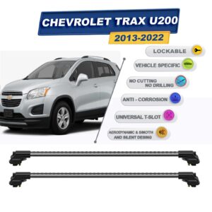 Chevrolet Trax U200 2013-2022 ile Uyumlu Kilitlenebilir Ara Atkı - Portbagaj Taşıma Barları 2li Set Gri