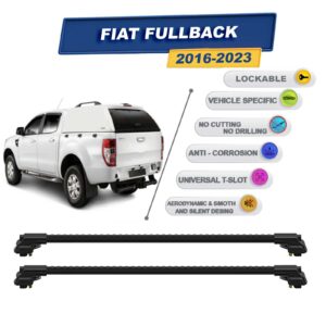 Fiat Fullback 2016-2023 ile Uyumlu Kilitlenebilir Ara Atkı - Portbagaj Taşıma Barları 2li Set Siyah