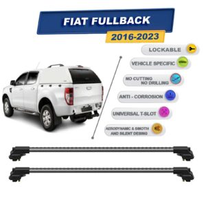 Fiat Fullback 2016-2023 ile Uyumlu Kilitlenebilir Ara Atkı - Portbagaj Taşıma Barları 2li Set Gri