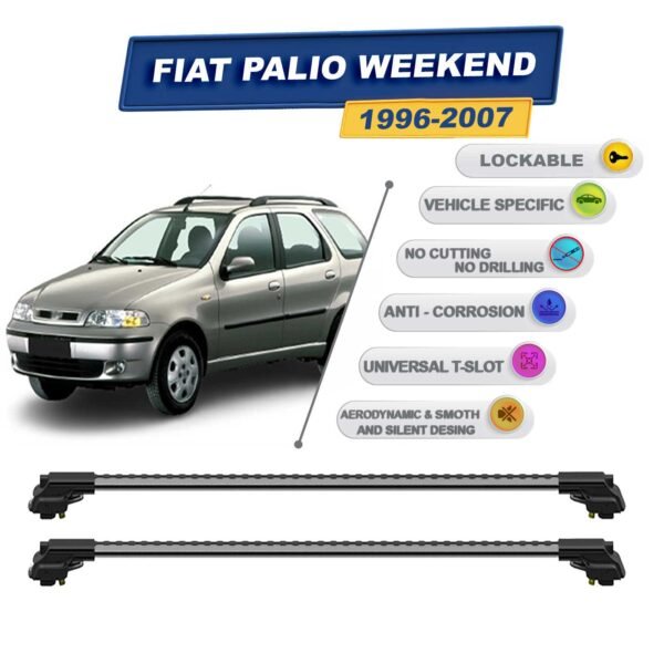 Fiat Palio Weekend 1996-2007 ile Uyumlu Kilitlenebilir Ara Atkı - Portbagaj Taşıma Barları 2li Set Gri